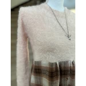 Upcycled Princess Polly Sweater and Flannel = Tunic Size S - 1 DAY QUICK SHIP